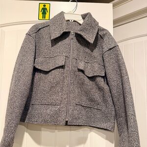 Gray Women's Eyelash Wool Jacket